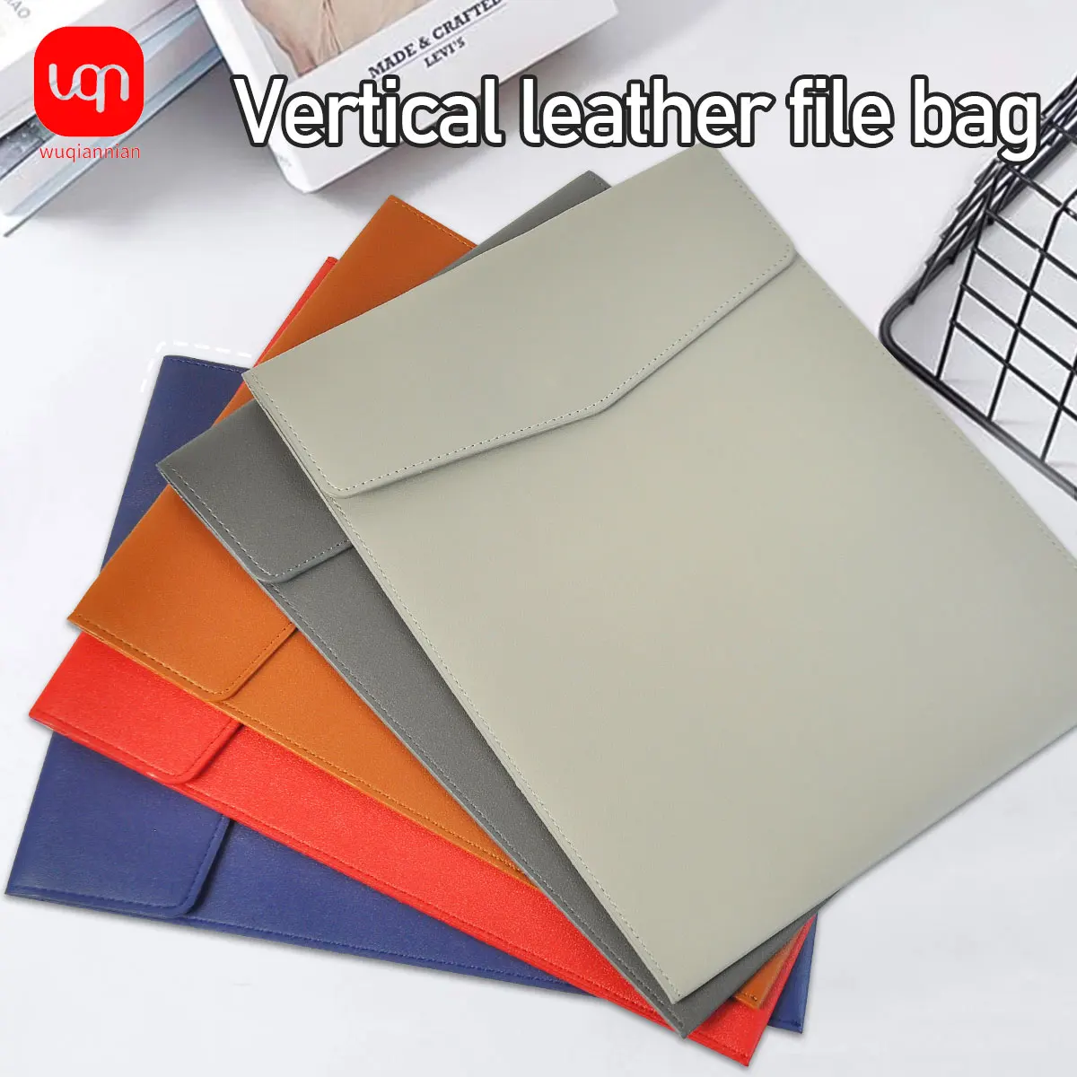 WQN-1PC A4 PU Material Storage Document Bag Large Capacity Simple Document Bag Portable Business Document Bag Office Supplies