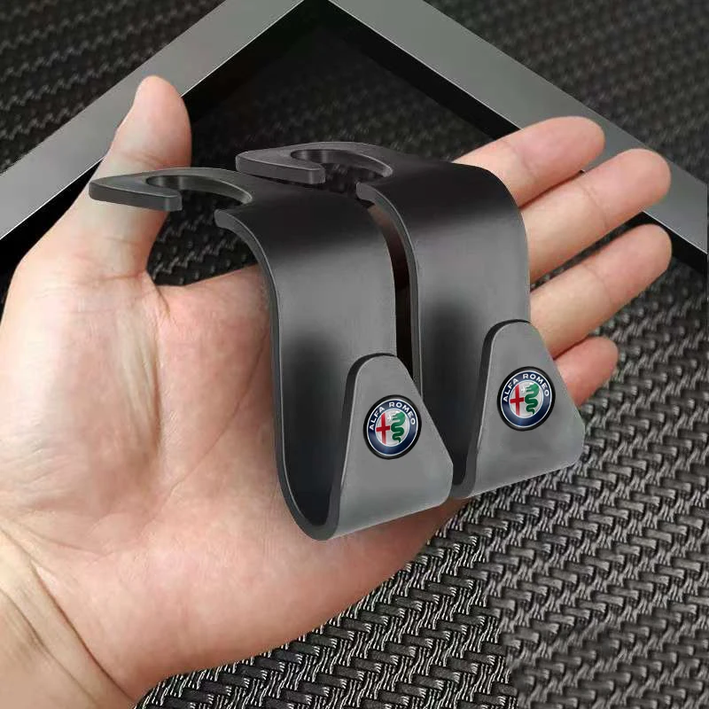 For Alfa Romeo 4C 159 166 Spider Giulia Giulietta 156 Tonale Mito Stelvio GT Keychain 2Pcs Car Seat Back Hooks Auto Accessories
