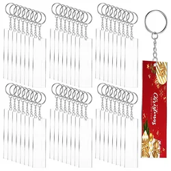 48Pcs Clear Keychains Set Rectangle Transparent Acrylic Keychain Disc with Key Rings for Custom Vinyl and DIY Tags