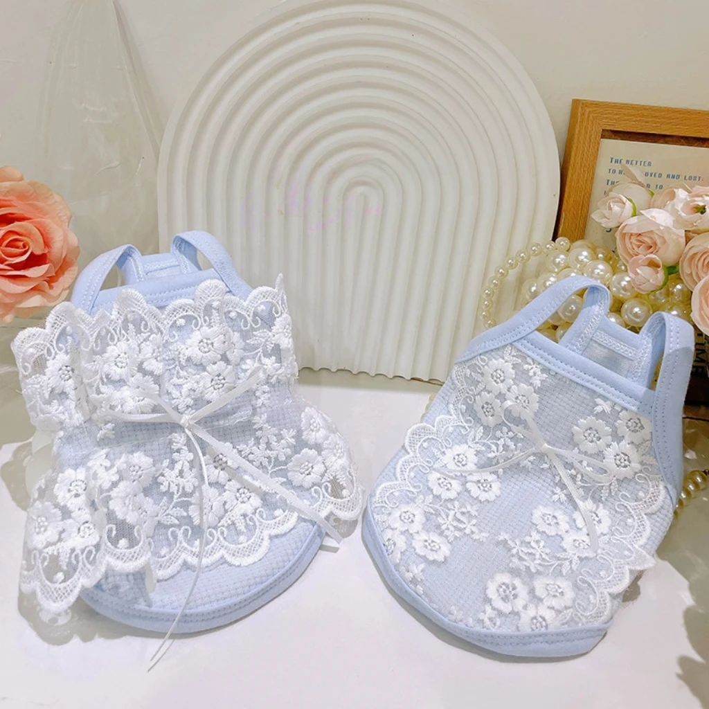 

Summer Color Blue Dog Dress High-End Custom Pet Lace Halter Clothes- Dog Couple Outfit / Family Outfit Dress
