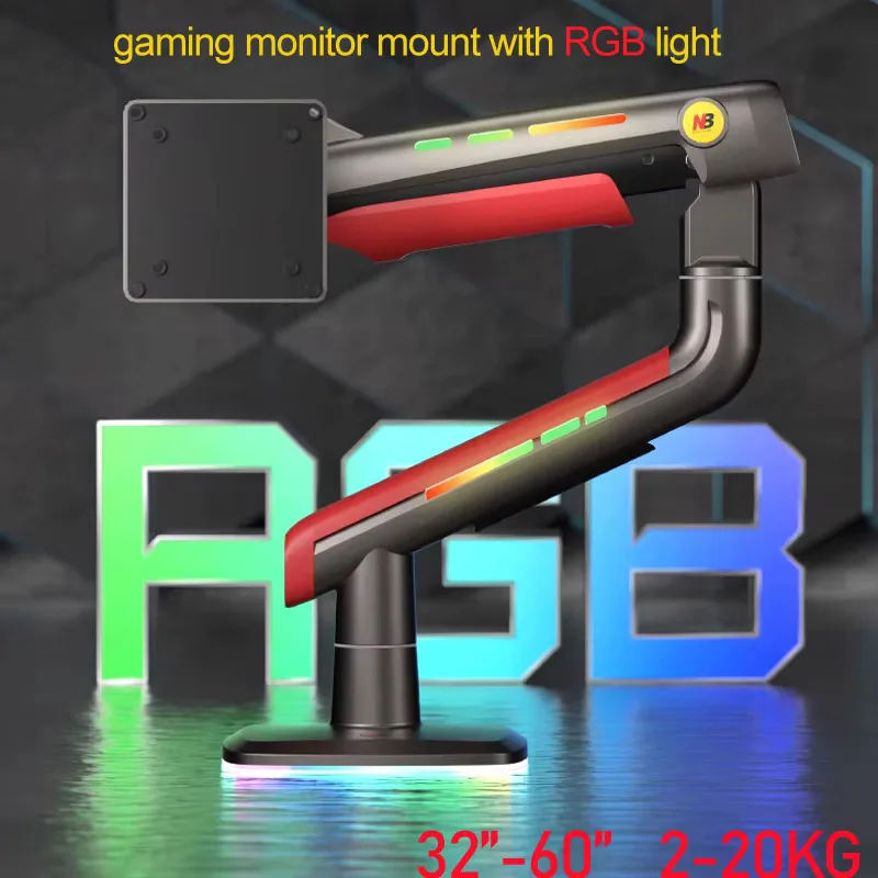 NB Aluminum F5 L50 G60 32'-60' 55' Big Arc Flat Gaming Monitor Desktop Holder Stand Mechanical Spring 360 Rotate 2-20kg