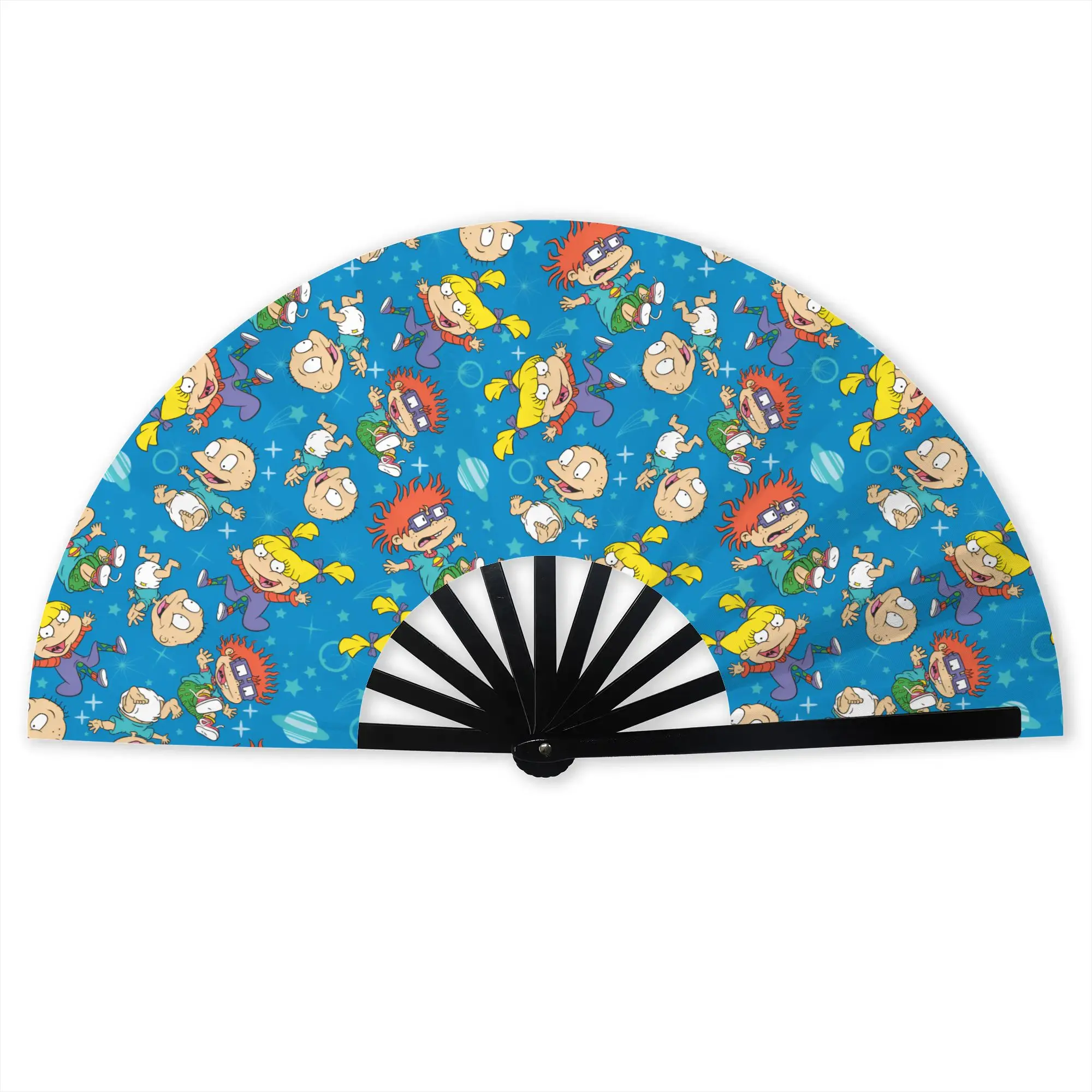 R-Rugrated Anime Hot Traditional Folding Fan Chinese Style Comic  High-Quality Polyester Fans Gift Classic Decorative Hand Fan