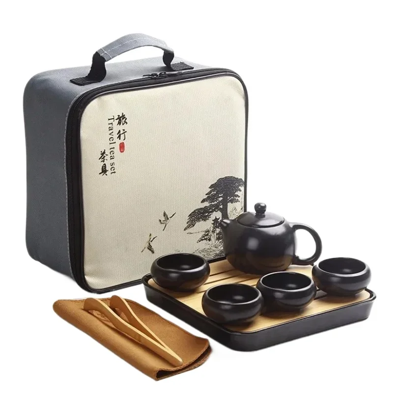 Portable Chinese Travel Kung Fu Tea Set Ceramic Teapot Porcelain Teaset Gaiwan  Cups of Tea Ceremony Tea Pot With Travel Bag