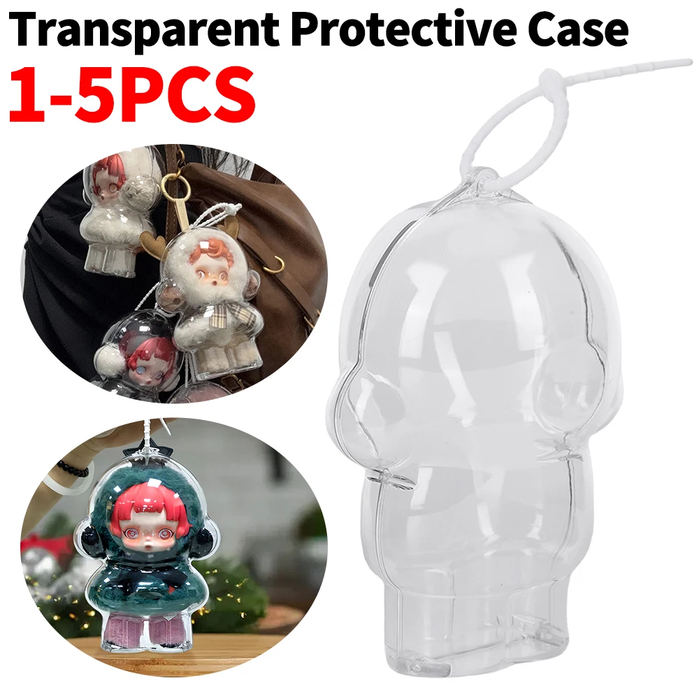 1-5PCS Transparent Protective Case for Skull Panda Winter Movement for SP Doll Portable Dust Cable Organizer Box Storage Case