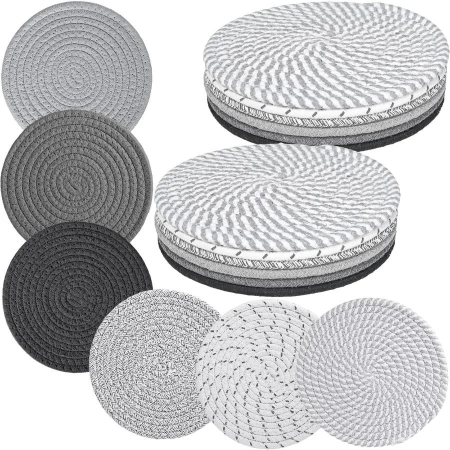 

12 Pieces 8" Trivet Mats for Hot Dishes Hot Pots and Pans Heat Resistant Pot Holders Hot Pads for Kitchen Counter Table Home Es