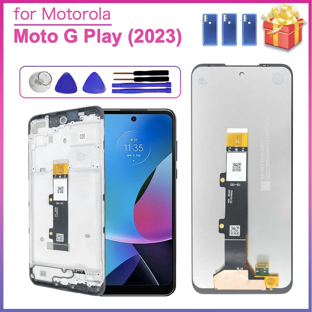 Tela LCD de 6.5 polegadas para Motorola Moto G Play 2023 XT2271-1-2-3-4-5, Display Touch Screen Digitalizador Completo, Carcaças e Estruturas para Celular