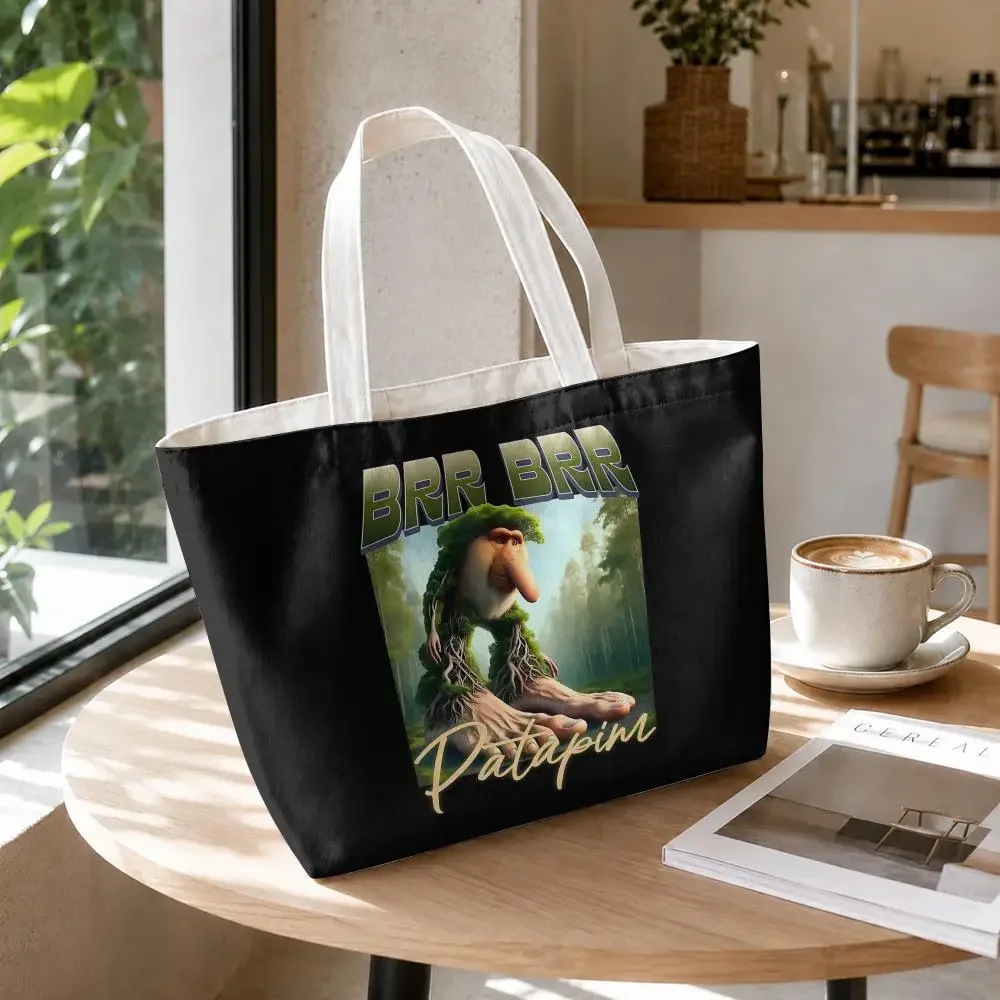 Italian Brain Rot Meme Tralalero Tralala Storage Bags Canvas Double-Sided Print Set 2PC Makeup Pouch Set with Zipper for Travel