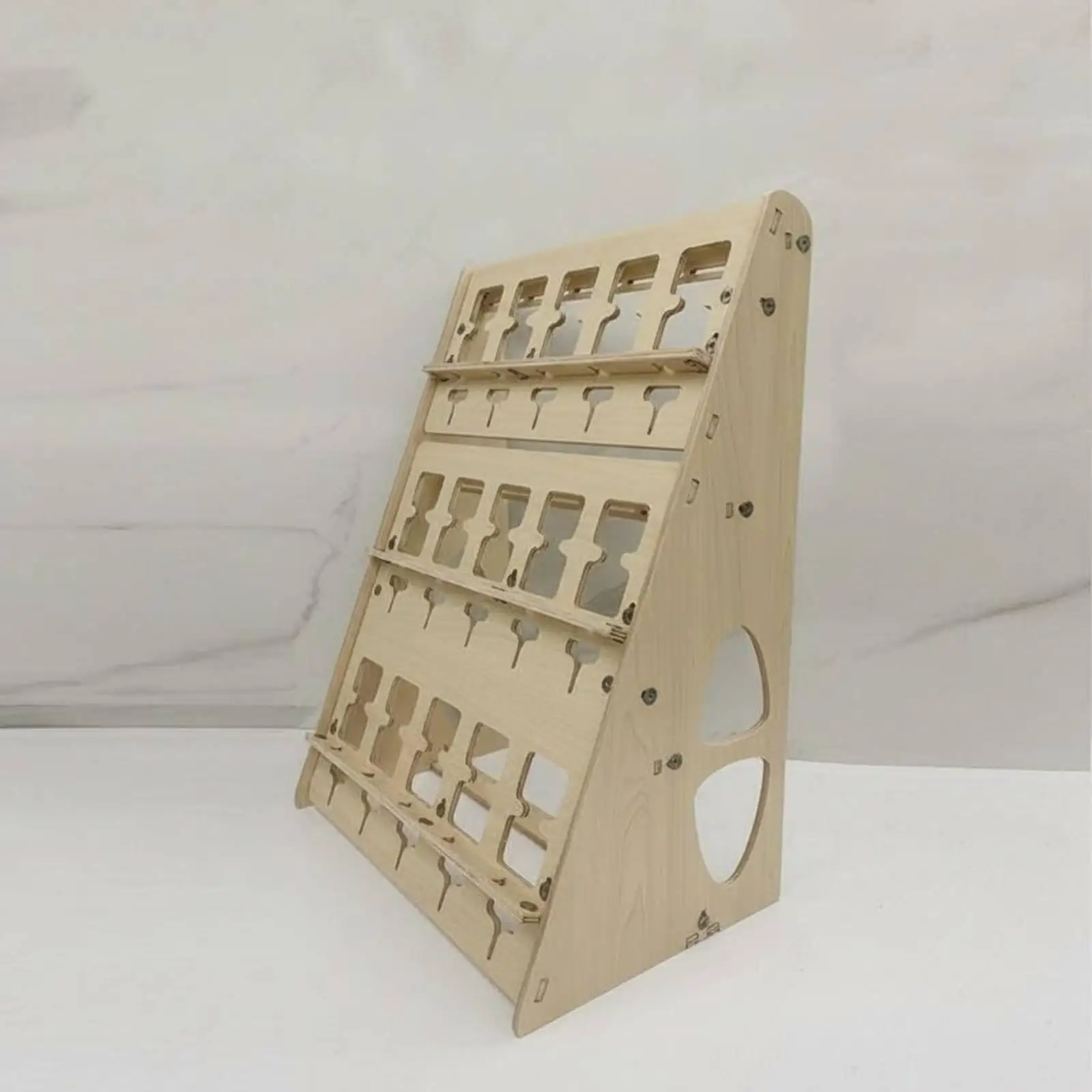 Wooden Phone Charging Rack Multi Stand Organizer 4 Tier Display Shelf with Cable Opening for Device Storage