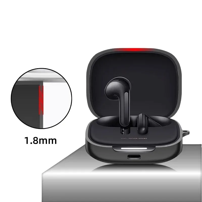 

Fashionable Soft Silicone Case For Redmi Buds 7s, Shockproof Bluetooth Earbuds Protective Cover with Practical Hook