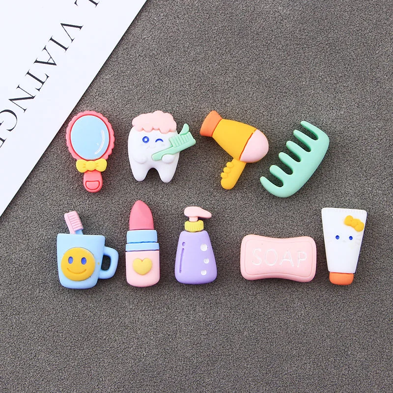 

100/200pcs Kawaii Resin Flatback Mini Daily Necessities Simulation Mirror Blower Cabochon Dollhouse Crafts Accessories