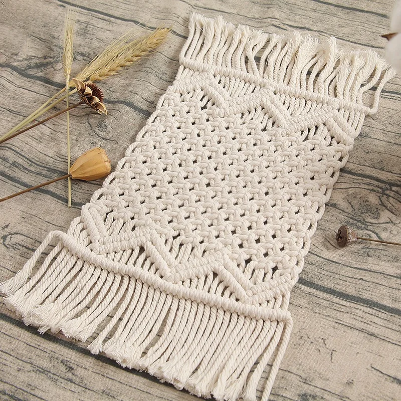Ins Table Runner Nordic Woven Tablecloth Wedding Party Decor Eco Friendly Cotton Rope Braided Home Decoration