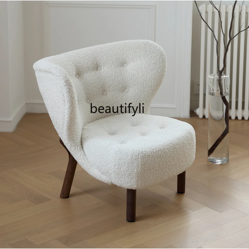 

yj Nordic Single-Seat Sofa Chair Living Room Lambswool Leisure Chair Modern Minimalist Lazy Bone Chair