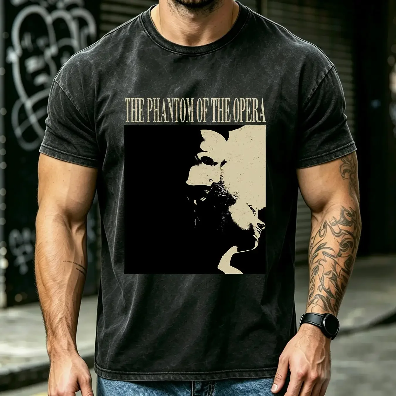 washed T Shirt The Phantom of Opera Vintage Movie Retro Modern Classic Couples vintage Washed Breathable Top For Everyday Wear