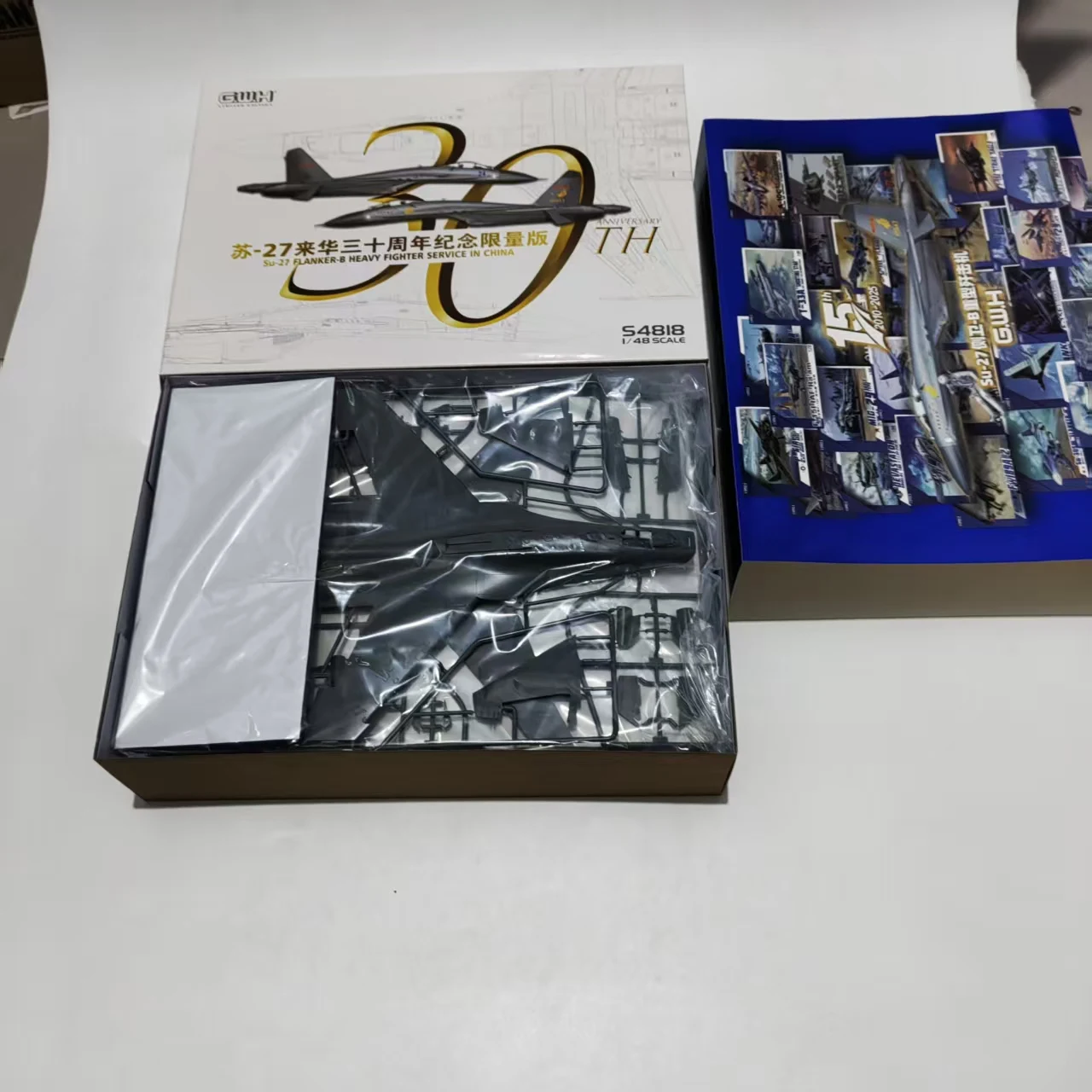 مجموعة نماذج الجدار العظيم S4818SP 1/48 Su-27 Flanker-B مقاتلة مقعد واحد نوع الذكرى الخامسة عشر محدودة مع الطيارين #1