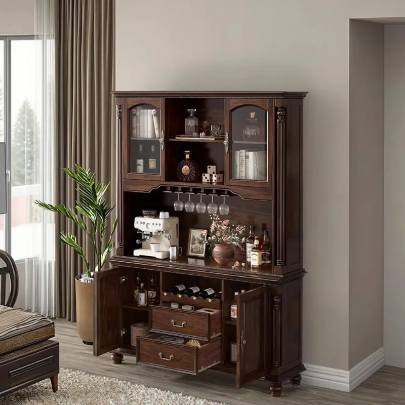 Modern Simple High-End Home Wine Cabinet Living Room Wood Glass Door New Chinese Style Wall-Mounted for Red Wine Living Room