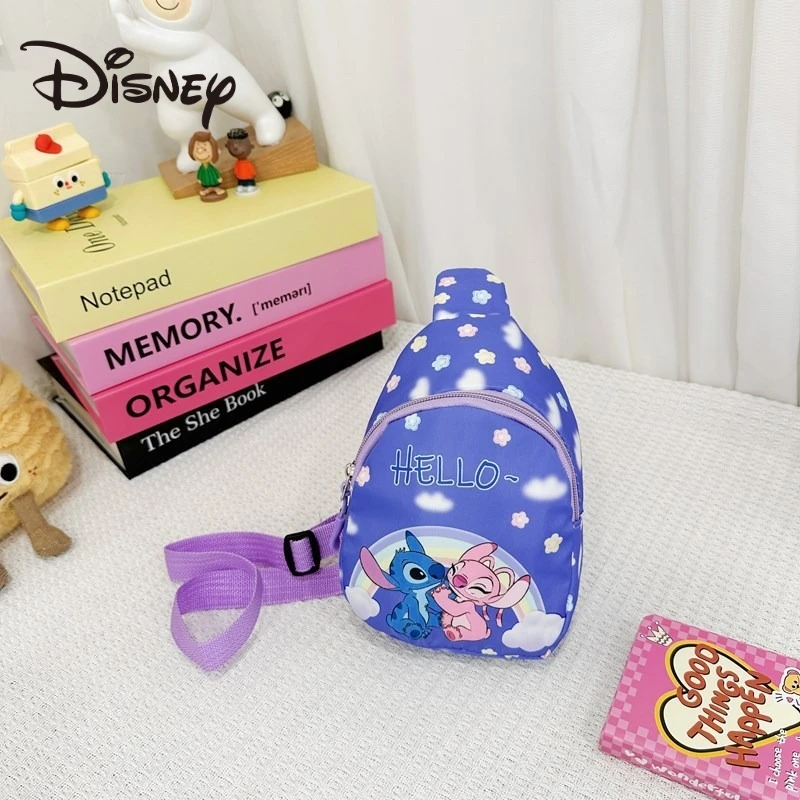 Lilo และ Stitch Disney เด็กกระเป๋า Kawaii การ์ตูนอะนิเมะพิมพ์อุปกรณ์เสริมกระเป๋า Crossbody สําหรับชายและหญิงไหล่กระเป๋า