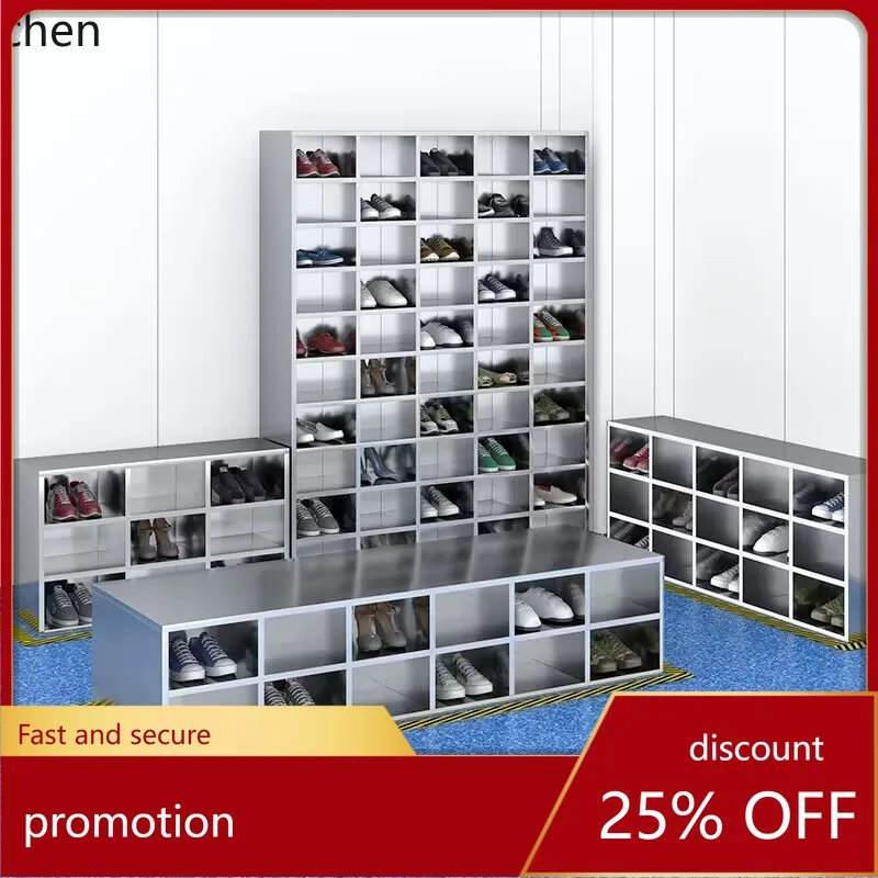 ZML Stainless Steel Shoe Cabinet Room Shoe Changing Stool  Lock Multi-Door Cabinet Dust-Free Workshop Employee Storage Cabinet