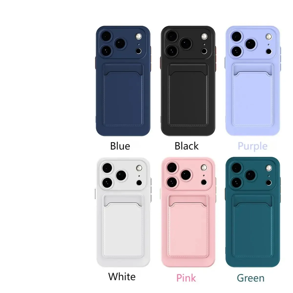 الفاخرة لينة سيليكون المحفظة حامل بطاقة جراب هاتف آيفون 17 الهواء 16 E 15 14 زائد 13 12 Mini 11 Pro ماكس فتحة حقيبة الغطاء الخلفي #3
