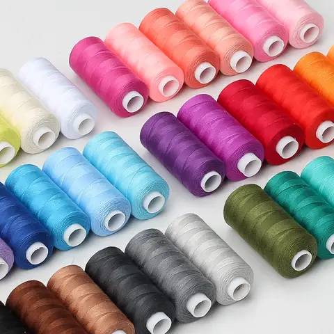 6 Colors/Set Yarn Sewing Thread Roll Machine Hand Embroidery 400 Yard Each Spool 100% Polyester Durable For Home Sewing Kit