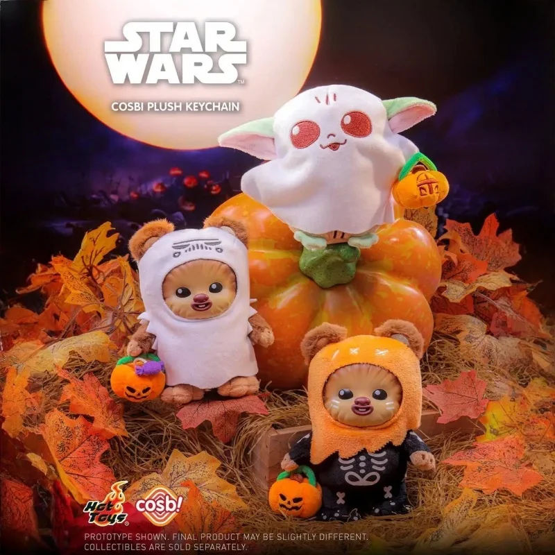 

New Genuine Cosbi Hottoys Star Wars Ewoks Pumpkin Party Keychain Figure Ghost Ver. Wicket Gragu Halloween Gift Toy Cute Pendan