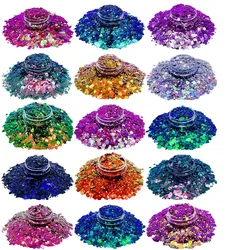 12 Boxs Chameleon Colors Shift Chunky Glitter Mixed Fine Glitter, Holographic Glitter Flake Chameleon Shards/flakes, 12 Colours