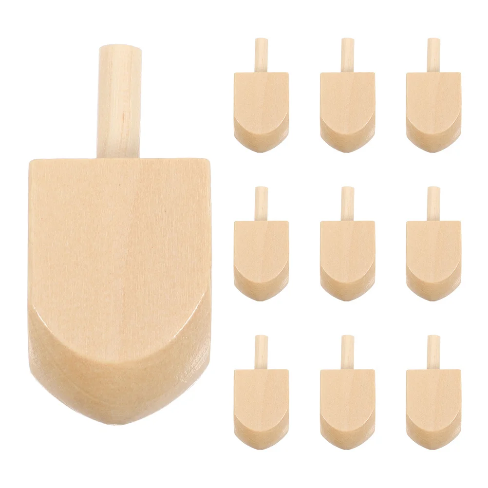 10Pcs Wooden Dreidels Blank Unfinished DIY Spinning Tops Hanukkah Decorations Painting Set Dreidels for Adults