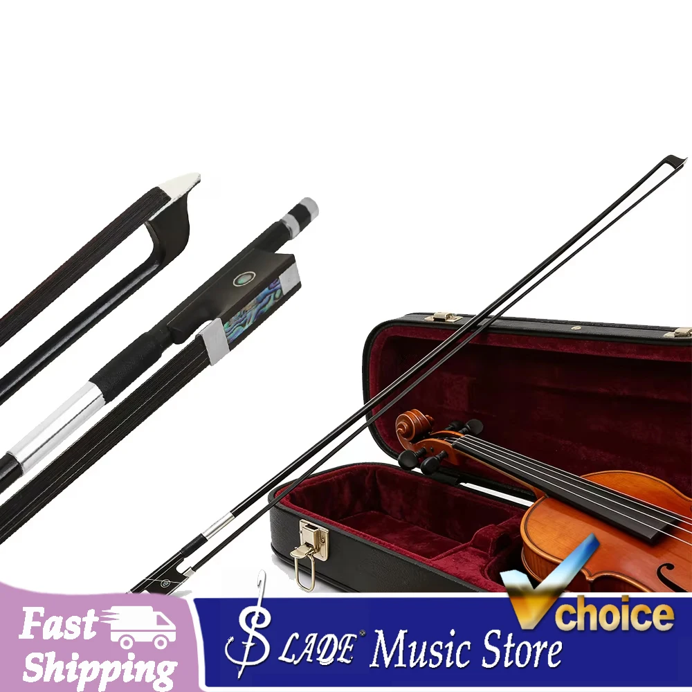 Carbon Fiber Violin Bow Ebony Frog Real Horsehair 4/4 Fiddle Violin Bow with Fish-eye Inlay Professional for Violin Performance