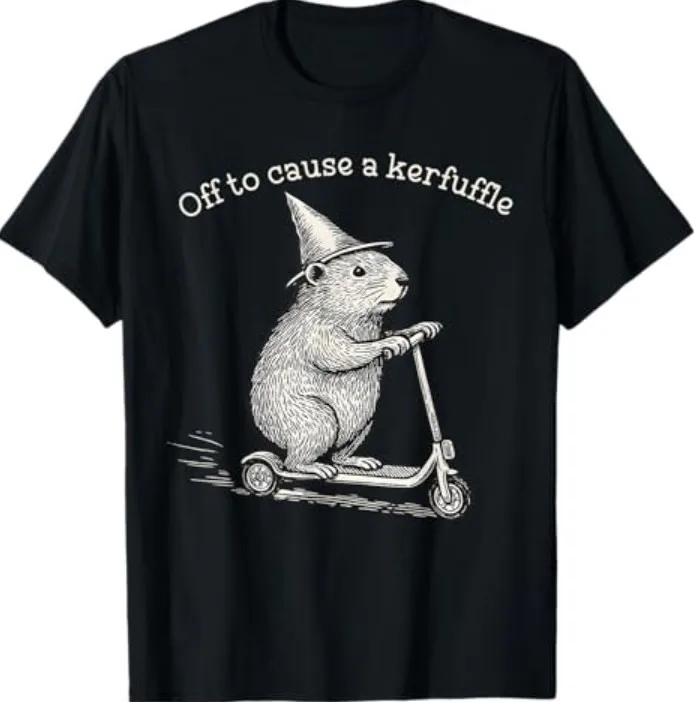 Whimsical Capy Wizard Off to Cause A Kerfuffle Meme Capybara T-Shirt