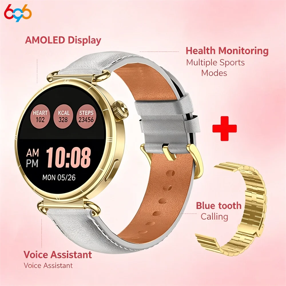 

Fashion AMOLED Screen Women Smart Watch Blue Tooth Call Sleep Health Lady Watches IP68 Waterproof Music Sports Girl Smartwatch
