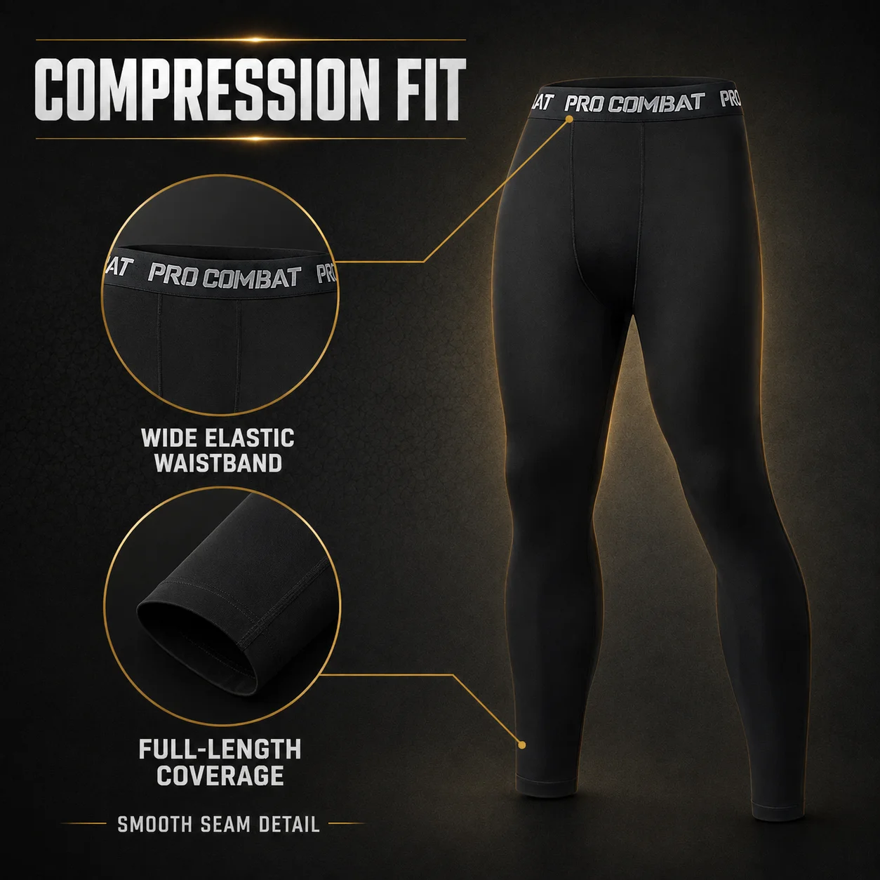 Men's Fleece Lined Compression Pants Thermal Running Leggings Stretch Base Layer for Winter Gym Training Workout Athletic Tights