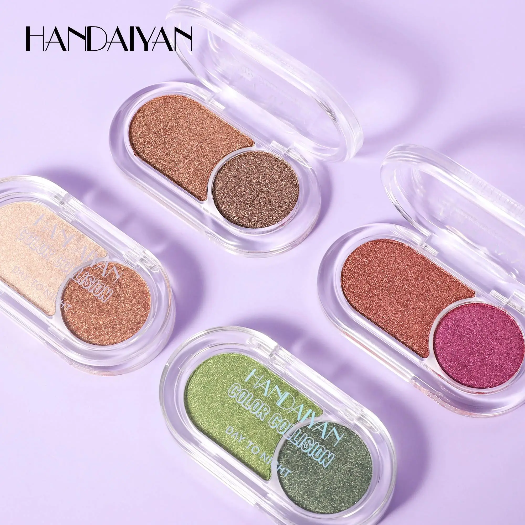 Paleta cieni do powiek z dwoma odcieniami perłowych kolorów, wodoodporna, odporna na rozmazywanie, długotrwała, gładka, z połyskiem.