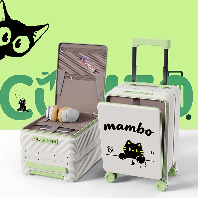 Carry-on Luggage Mini 16 Inch Front-opening Lid Suitcase on Wheels No Checked Baggage Cartoonish Cute Aluminum Frame Luggage Set