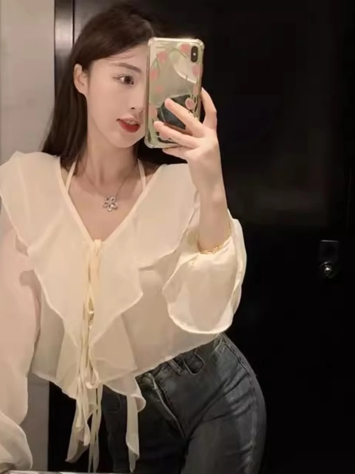 

Sweet Summer New Style Women's Air Conditioned Shirt Shawl Top Breathable Bell Sleeve Lace Sunscreen Short Coat