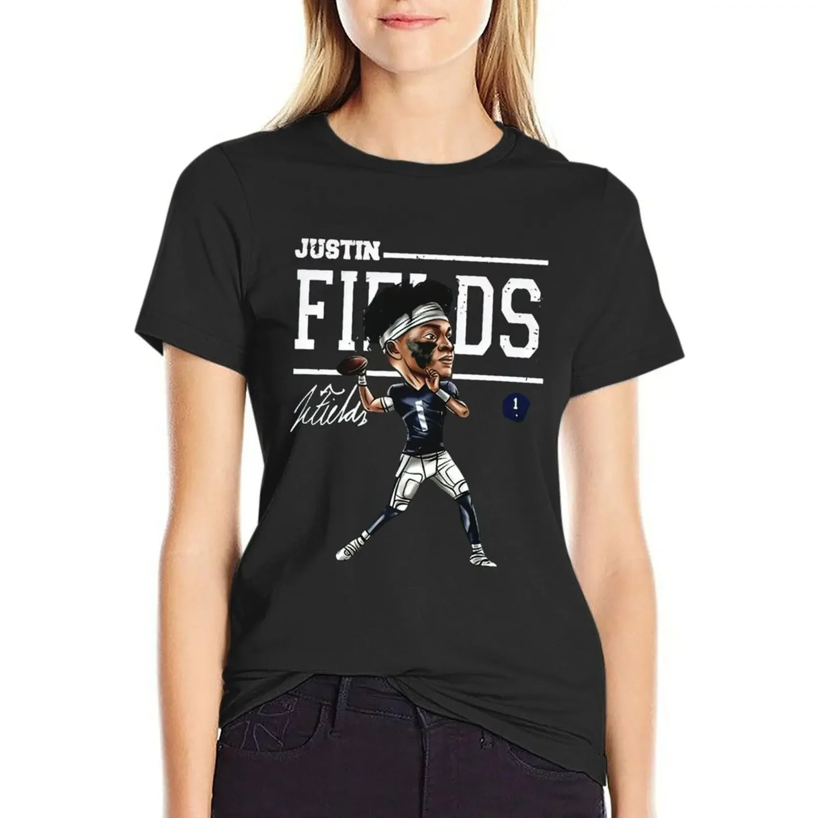 Justin Fields Bears Star T-Shirt graphics lady clothes Woman clothes