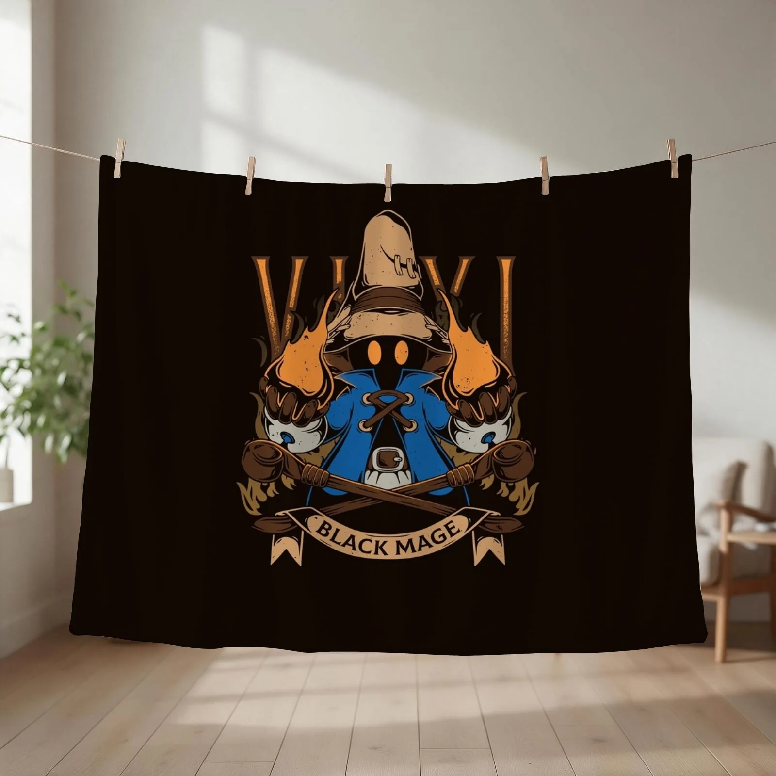 Vivi Black Mage Throw Blanket couch cozy soft plush fuzzy picnic outdoor blanket