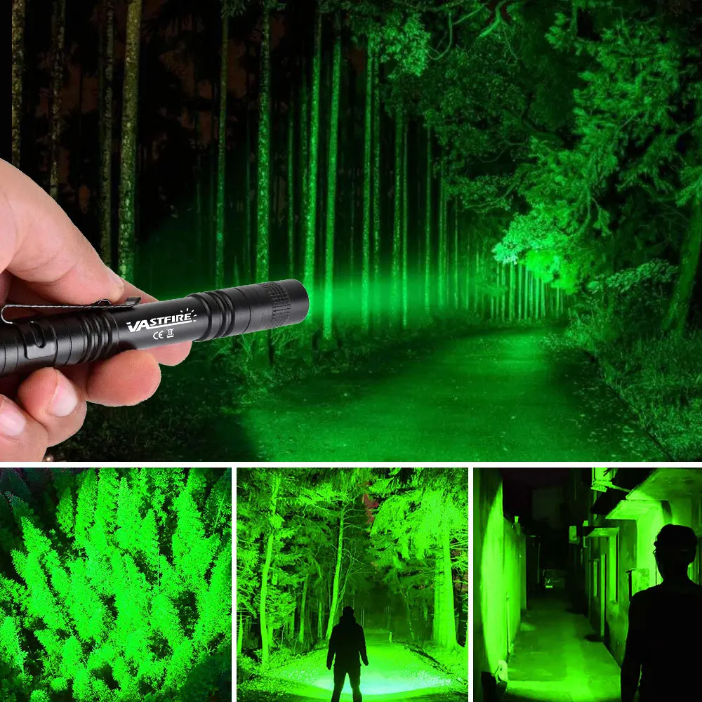1/2/5pcs Portable Green Light Flashlights Pen Light Pocket Astrology Activities Outdoor Sized Torch for Camping Hiking Beeeeping