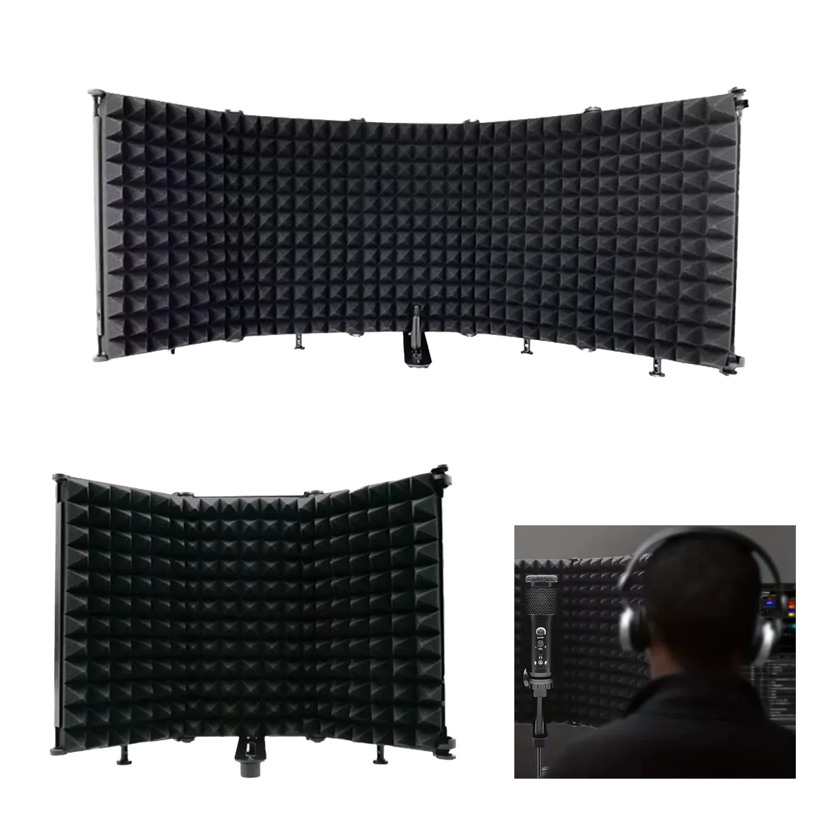 Miwayer Professional 3/5-Panel Microphone Isolation Shield High-Density Foam Soundproof Cover