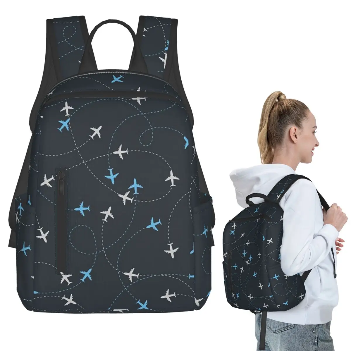 Airplane Flight Routes Captain Aviator Pilot (1) Backpack Student BookBag Boys Girls School Bag Computer Shoulder Bags Men Women