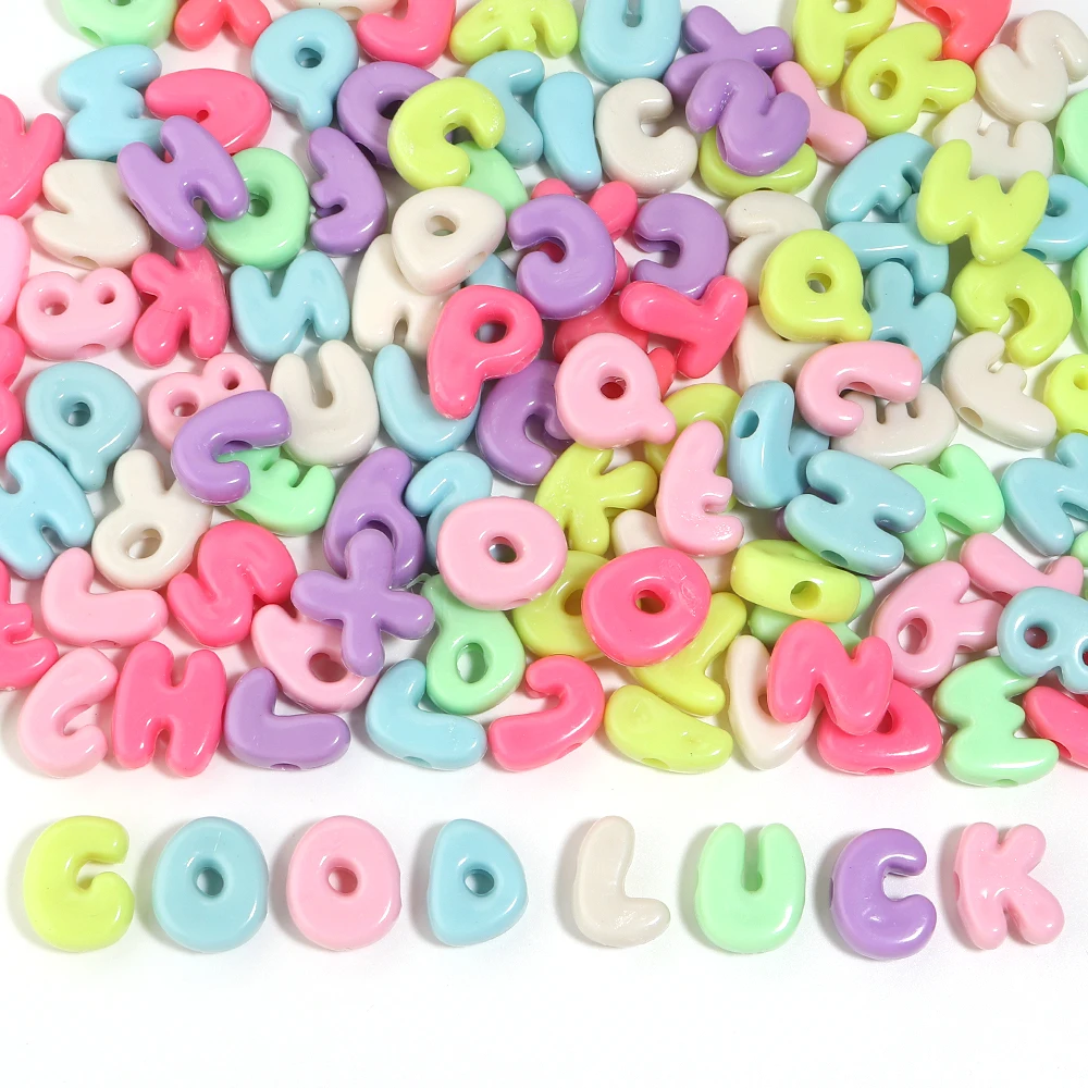 500g/bag AB Jelly Color Acrylic Letter Beads Big Hole Cute English Alphabet Beads For DIY Crafts Name Keychain Jewelry Making