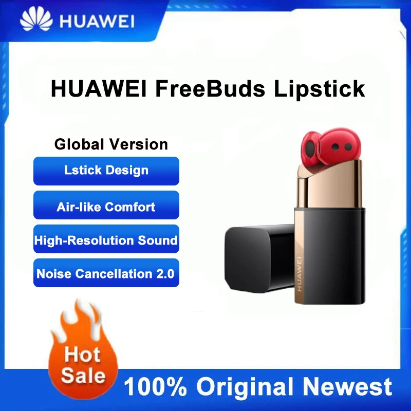 

Huawei FreeBuds Lipstick Headphone Original High Resolution Sound Air-Like Comfort Open-Fit Active Noise Cancellation 2.0 Red