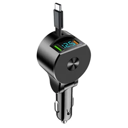 Pd 30W 3 In 1 Intrekbare Autolader Usb Type C Kabel Voor Iphone Android Snel Opladen Snoer Sigarettenaansteker Adapter