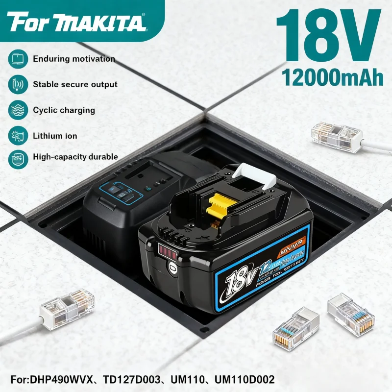 

Genuin 12.0Ah 18V Cycling charging Lithium-Ion for MAKITA Electric tool for DGA404 DDF487 DTW700C BL1860B BL1850B & More