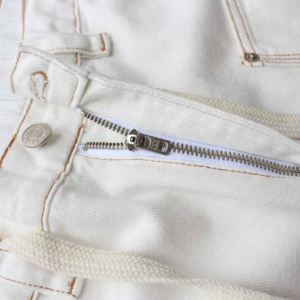 الرجعية القطن الخالص غسلها المرقعة الدنيم منتصف طول السراويل للرجال الصيف الثقيلة حك فضفاض الدينيم كابري السراويل