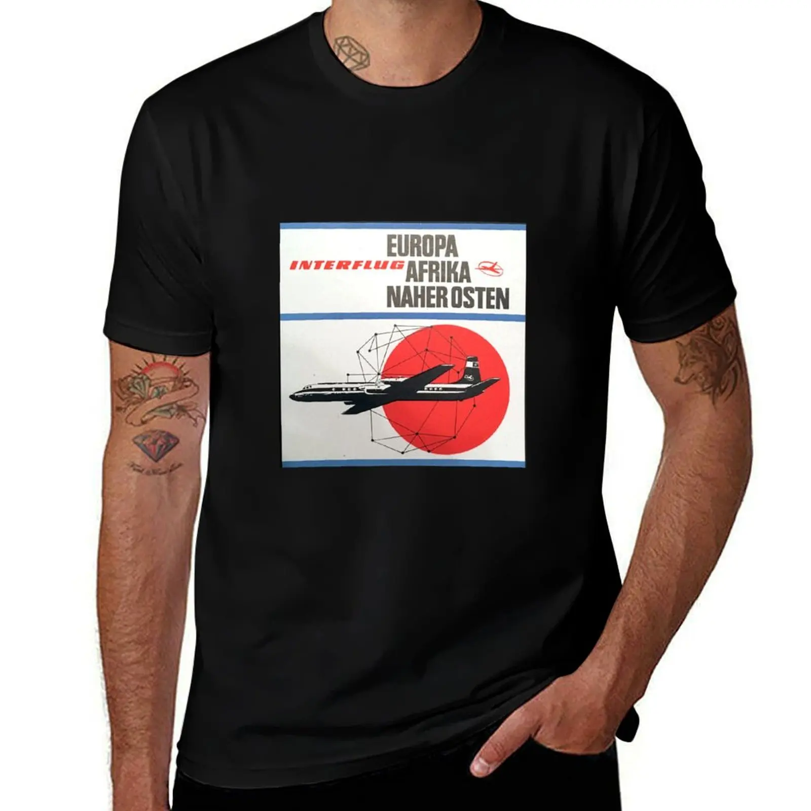 Interflug East Germanys Airline - Europa, Afrika, Naherosten T-Shirt cute clothes vintage t shirts mens t shirts top quality