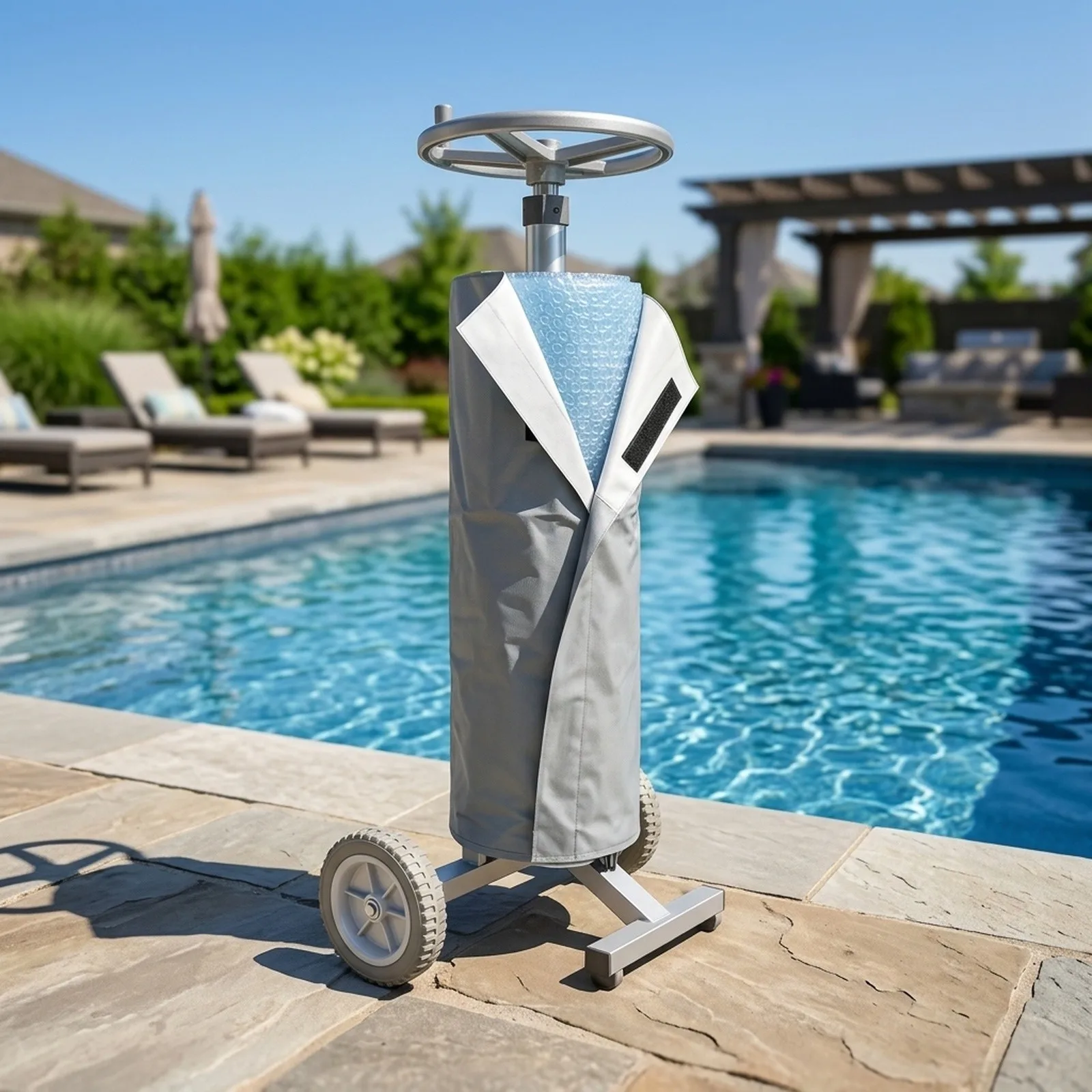 Swimming Pool Solar Blanket Reel Roller Cover for Pool Maintenance Helps Protect Pool Covers from Harsh Weather and Evaporation