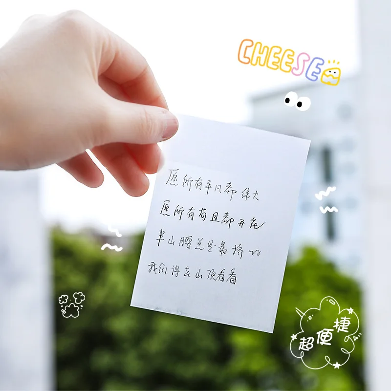 50 pcs Transparent Sticky Notes Clear Self-Sticky Waterproof Translucent Color Memo Pad for  Office School Study Supplies