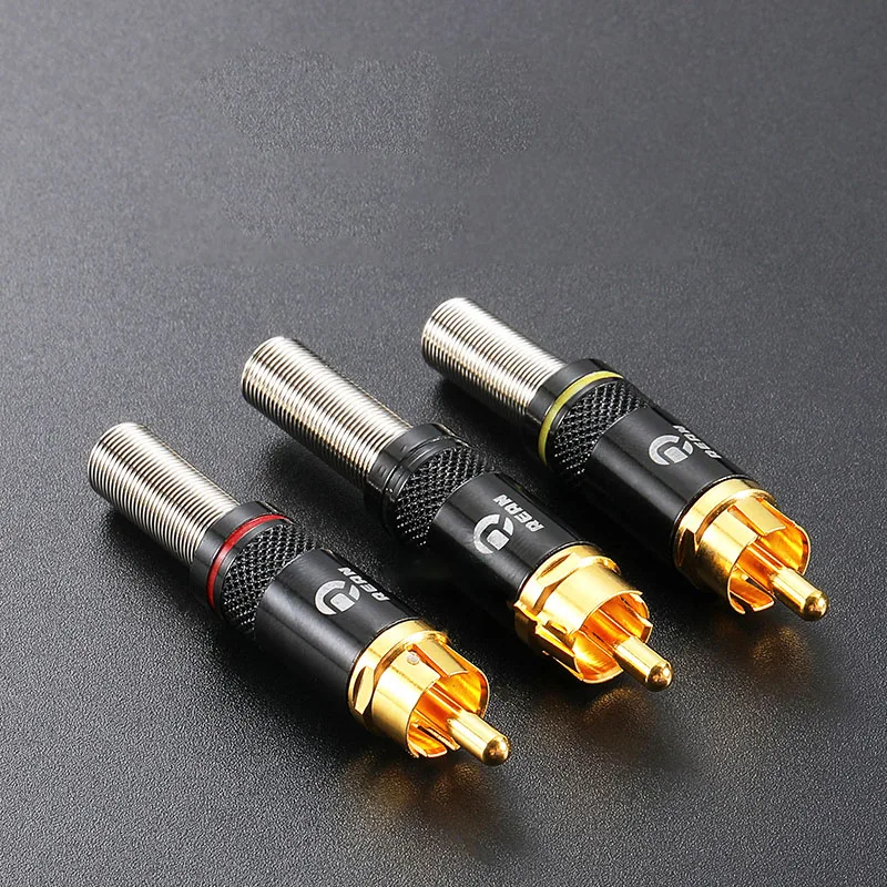 REAN NYS366 RCA Lotus Connector/Audio Video Plug AV Gold Plated Heated DVD Solder RCA Plug With Color Ring