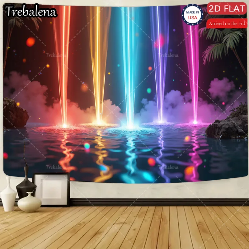 

1 шт. настенный гобелен, яркие неоновые огни над водой, гобелен-современный абстрактный настенный художественный декор