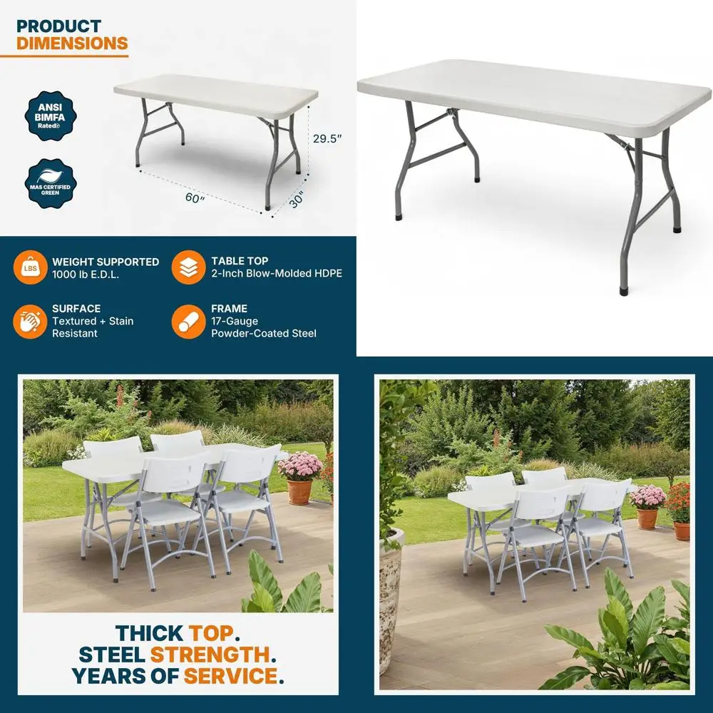 

Промышленный складной стол коммерческого класса — прямоугольный, сверхпрочный, 30x60, крапчатый серый цвет, толстая верхняя часть и стальной каркас на 17 калибра