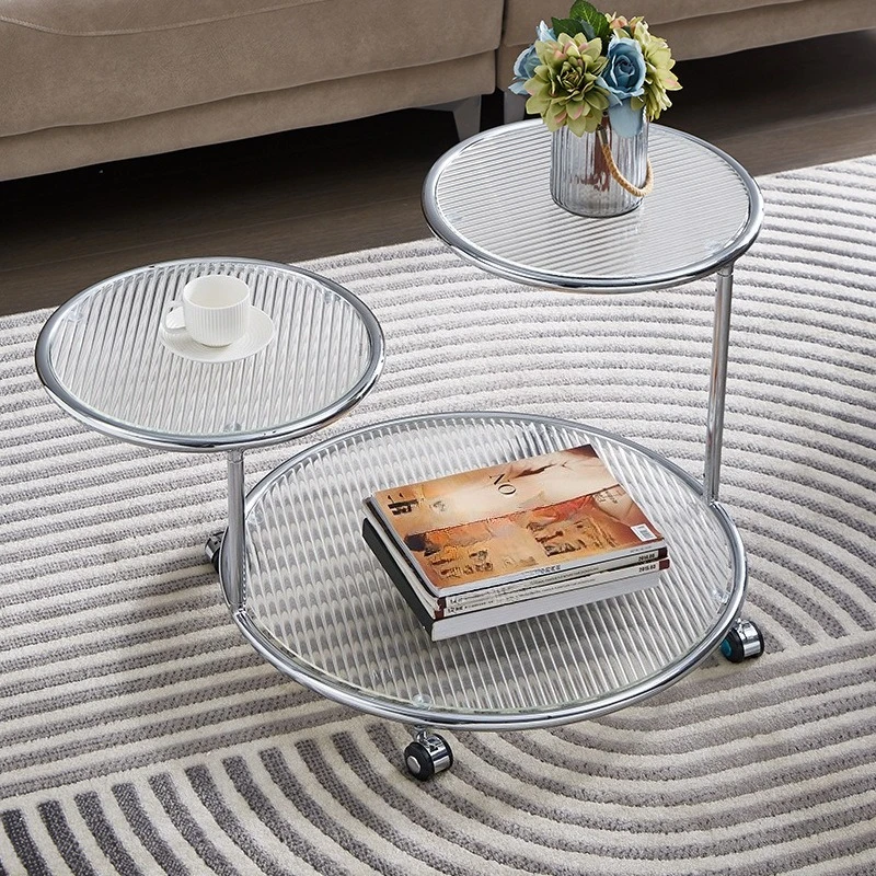 

Light luxury desktop small apartment tea table multi-functional combination rotating side table small round table